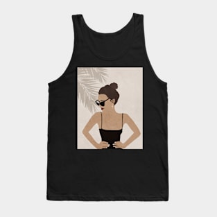 Girl, Fashion girl, Boho style art, Mid century art Tank Top